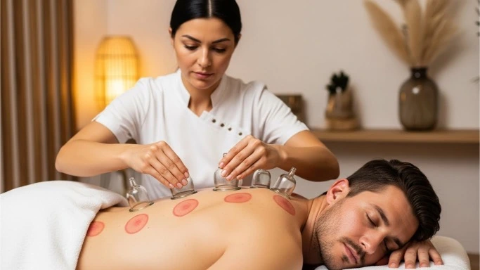 Cupping therapy session for body care and wellness